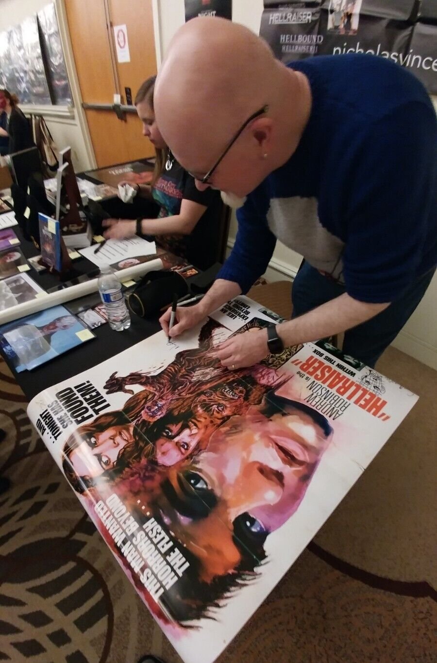 Hellraiser 27x40 Movie Poster Signed by Cast & Clive Barker w/ Pinhead Sketch