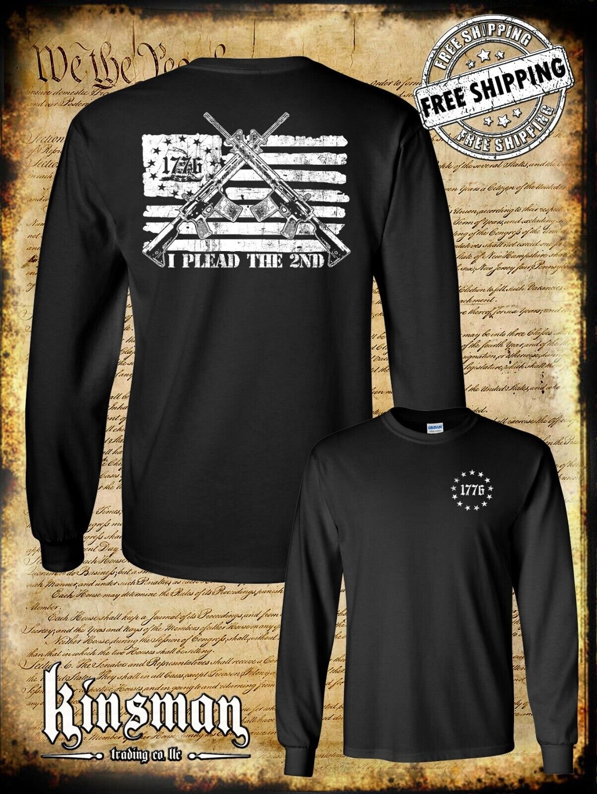 I Plead the 2nd Amendment Long Sleeve T-Shirt - 1776 AR-15 Pro-Gun Rights 2A USA