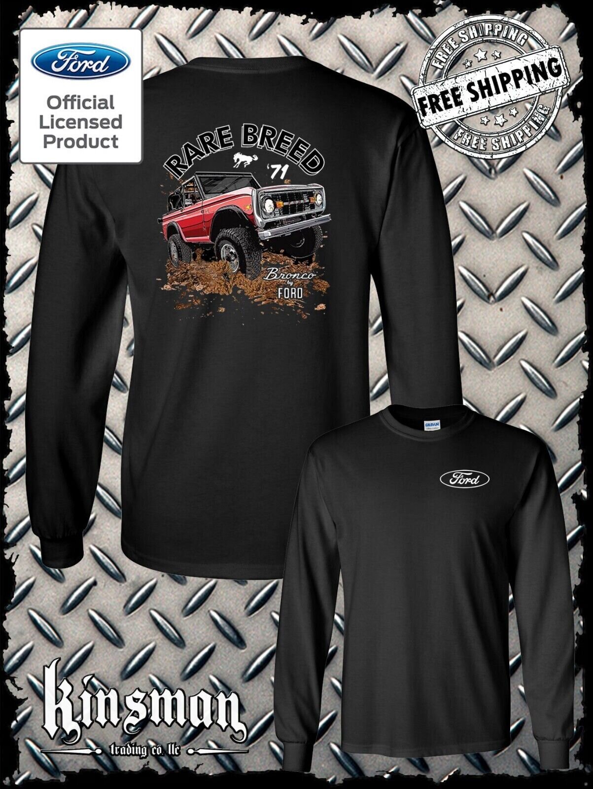 Ford Bronco Rare Breed Long Sleeve 2-Sided T-Shirt - Official Licensed Product