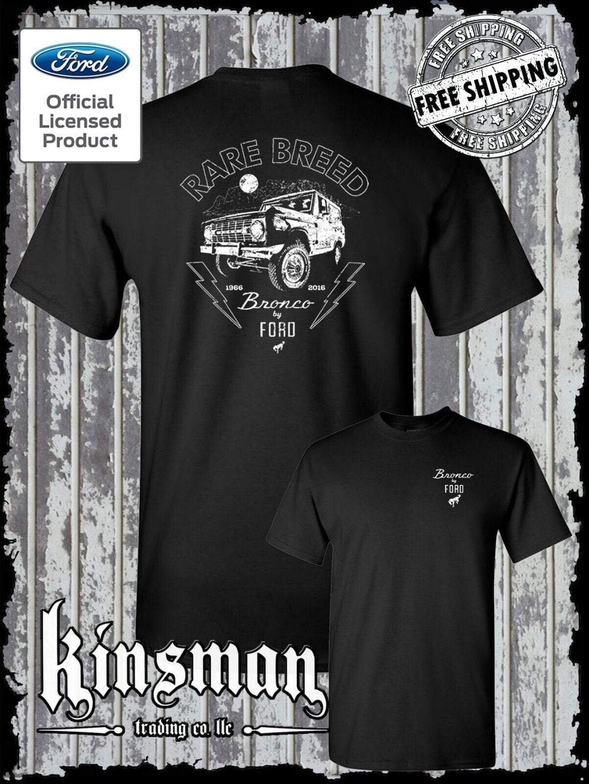 Ford Bronco Rare Breed 2-Sided Black T-Shirt