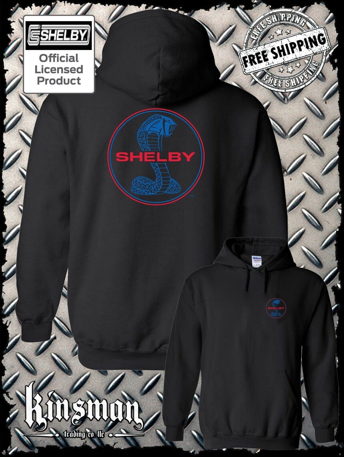 Shelby Cobra Round Logo 2 Sided Hoodie / Sweatshirt Official Licensed Product