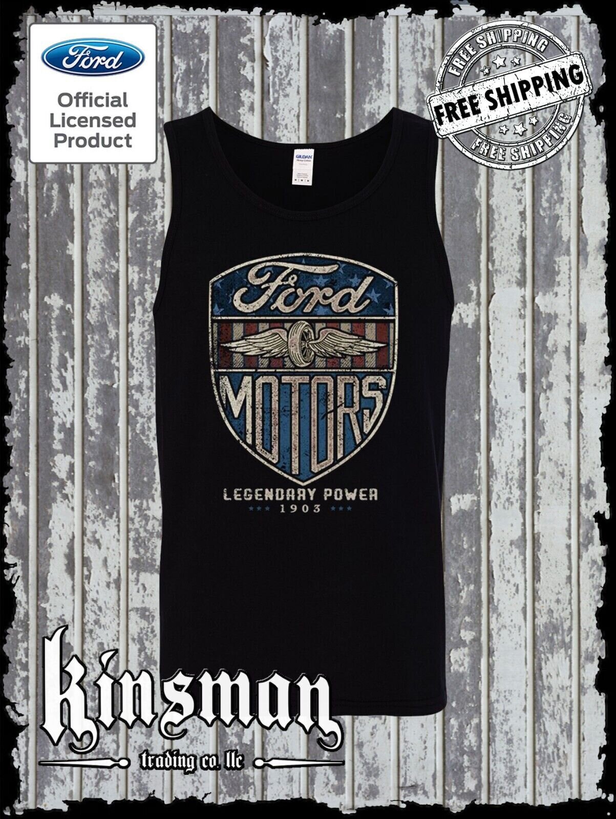 Ford Motors Legendary Power Retro Vintage Style Logo Tank Top T-Shirt