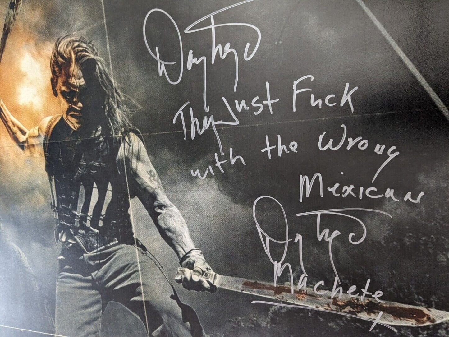 Danny Trejo Signed 27x40 Machete Poster Electra & Elise Avellan Autographed