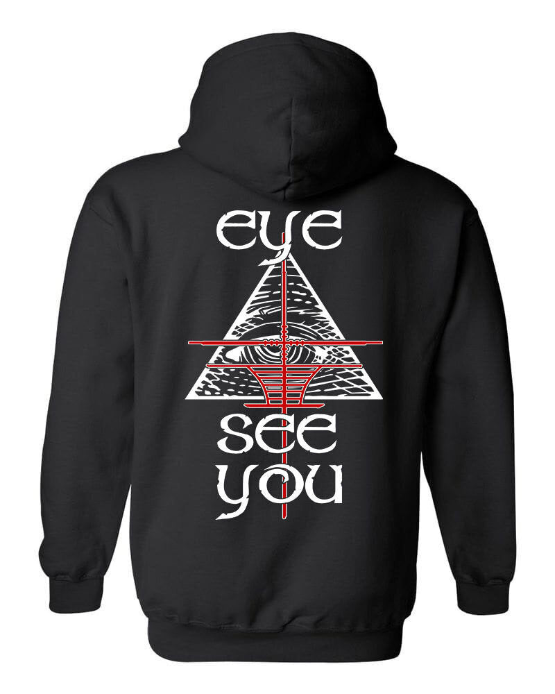 Eye See You Double-Sided Hoodie / Anti-Illuminati Satan All Seeing Cross Hairs