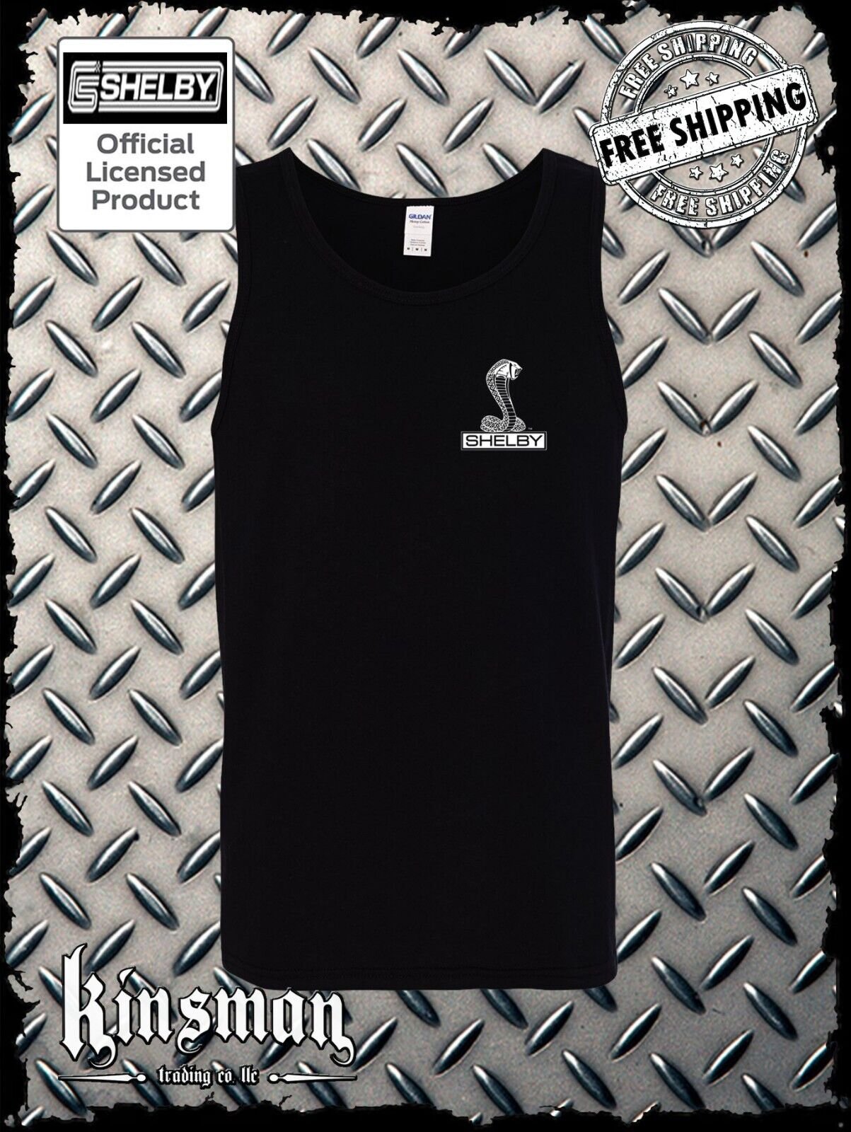 Shelby Cobra Logo Left Chest Crest Tank Top T-Shirt - Licensed Official Product