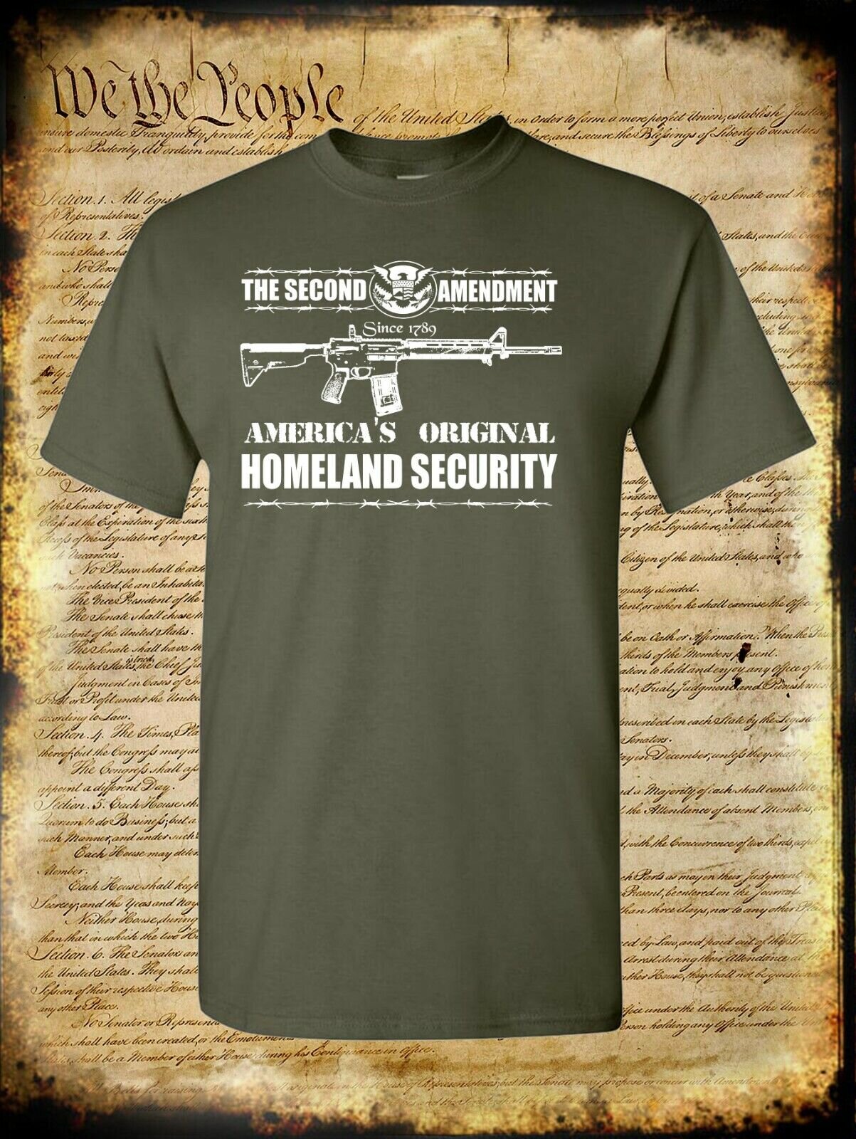 2nd Amendment America's Homeland Security T-Shirt / USA Pro-Gun Firearm Rights