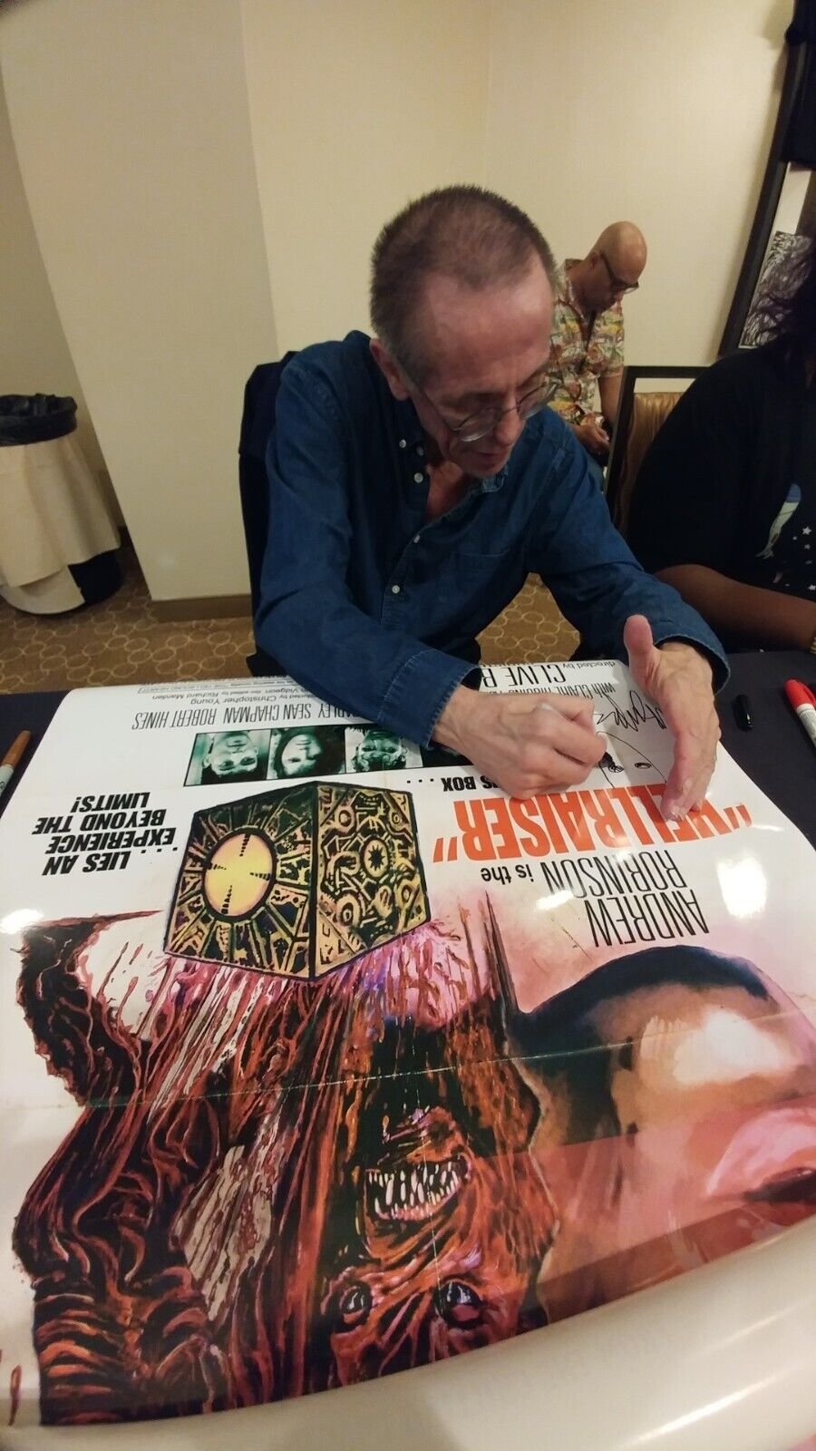 Hellraiser 27x40 Movie Poster Signed by Cast & Clive Barker w/ Pinhead Sketch