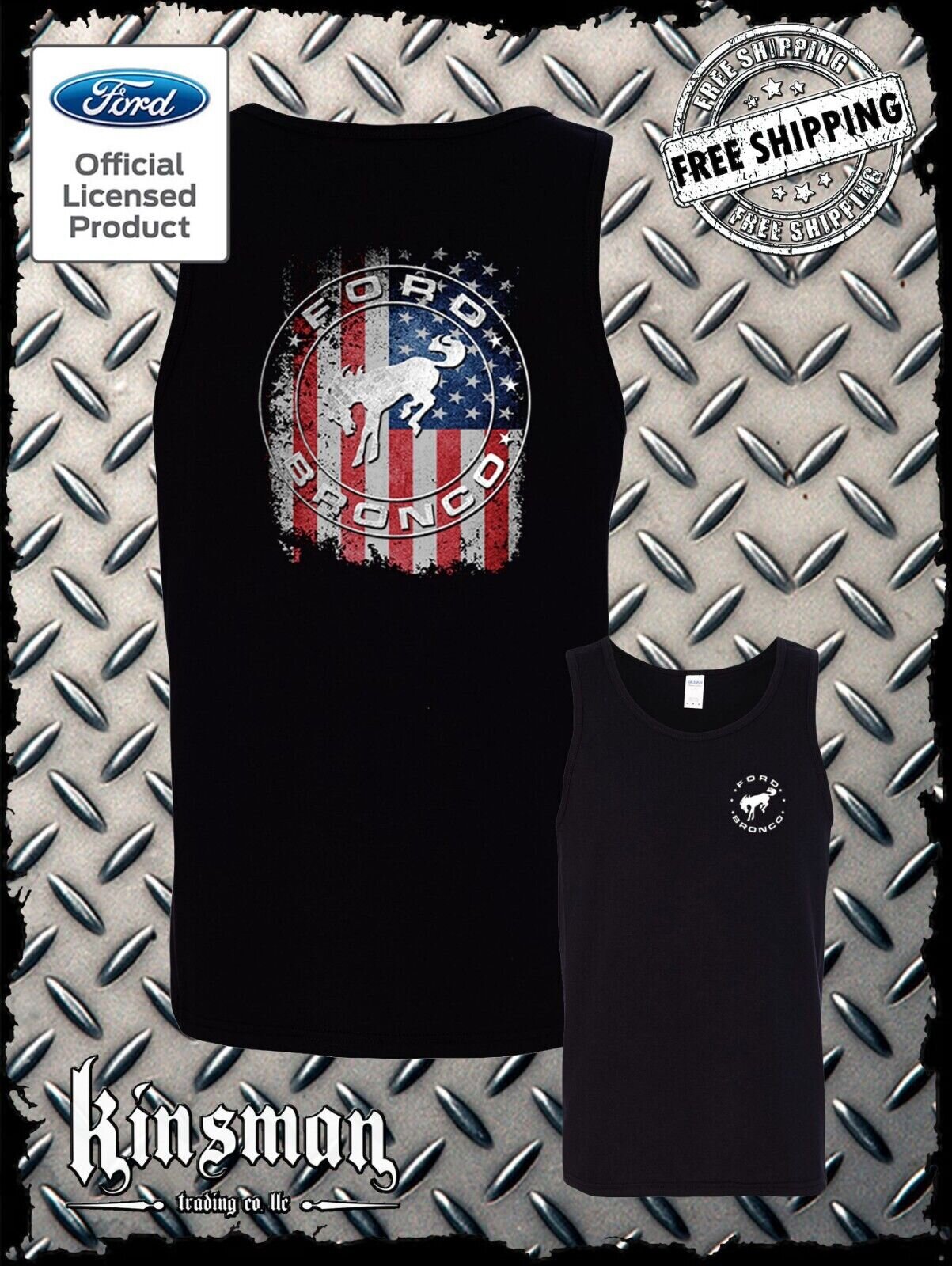 Ford Bronco American Flag 2-Sided Tank Top T-Shirt