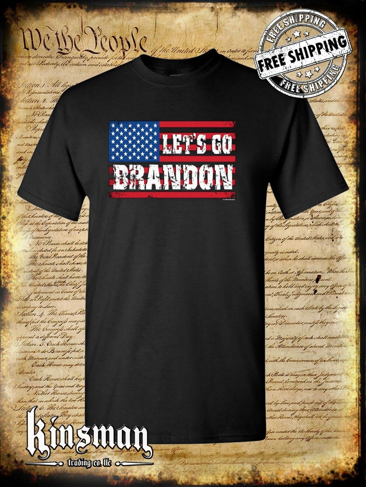 Let's Go Brandon US Flag T-Shirt - FJB Trump 2024 American USA