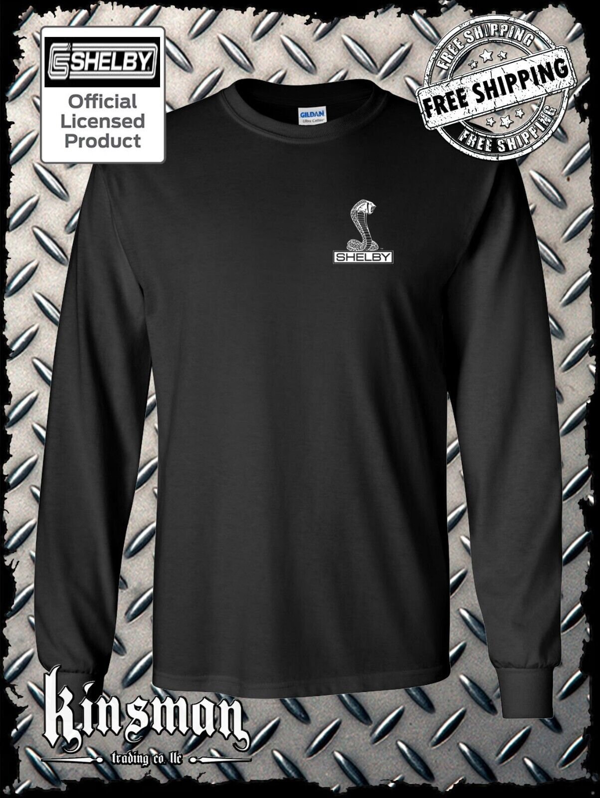 Shelby Cobra Logo Left Chest Crest Long Sleeve T-Shirt Licensed Official Product