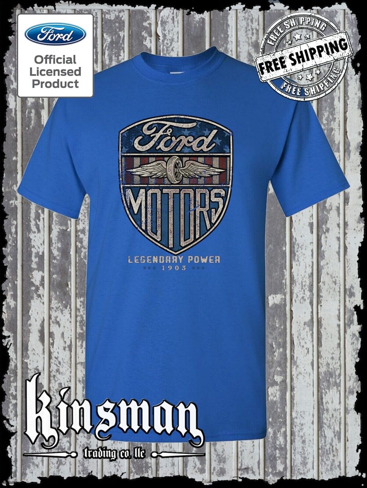 Ford Motors Legendary Power Retro Vintage Style Logo T-Shirt / Official Licensed