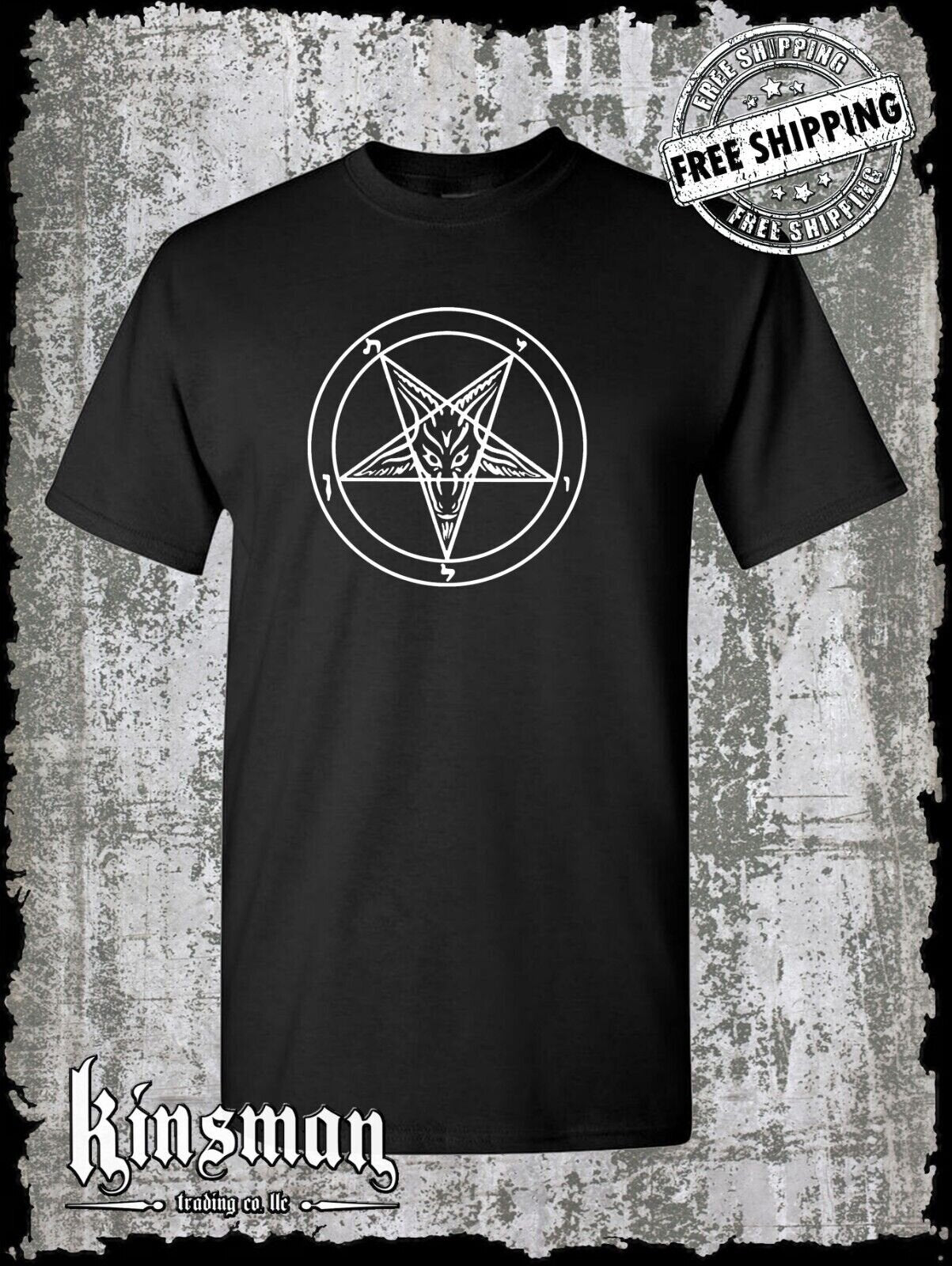 Baphomet Pentagram T-Shirt / Satanic Church Evil Punk Rock Occult Goat Skull 666