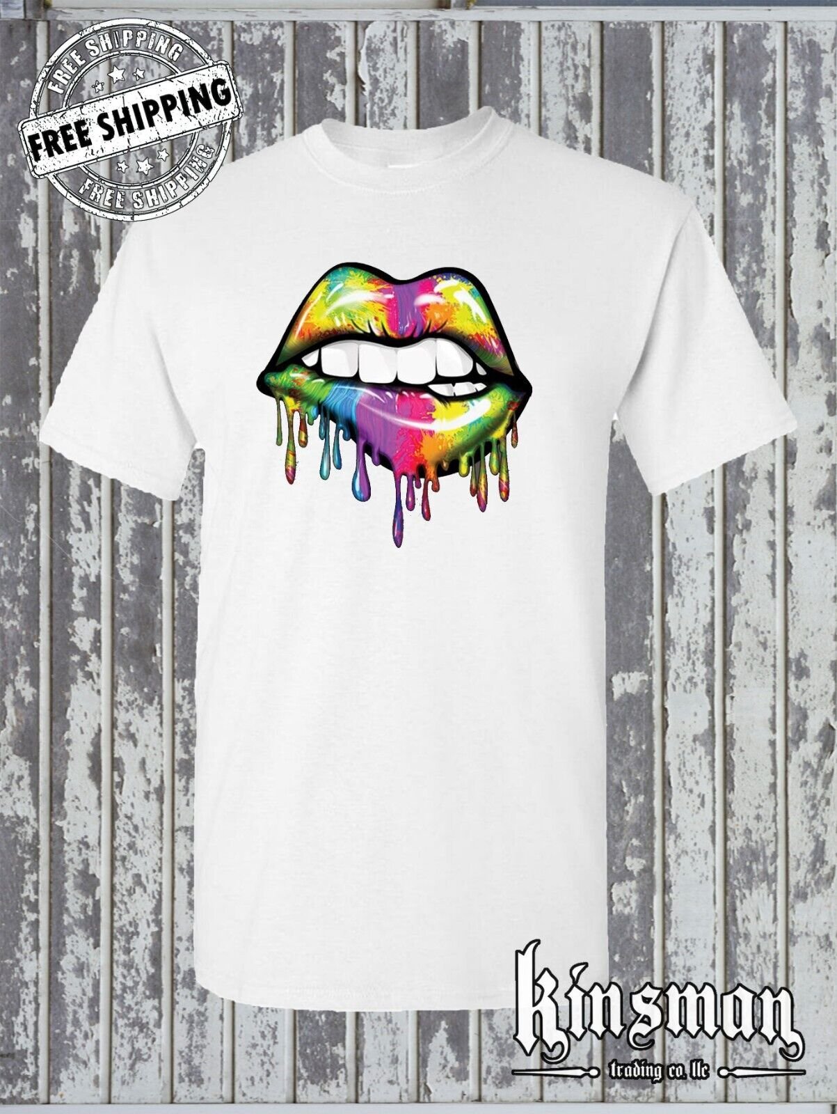 Sexy Melting Rainbow Dripping Lips T-shirt