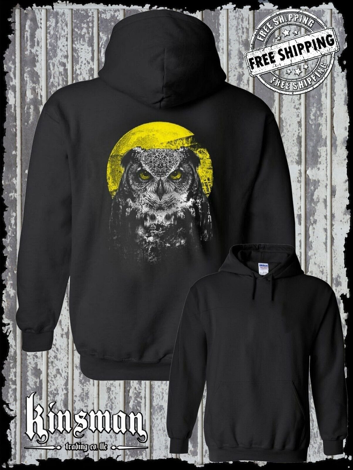 Night Owl Hoodie Bird Nature Wildlife Wilderness Wisdom Moon Native American