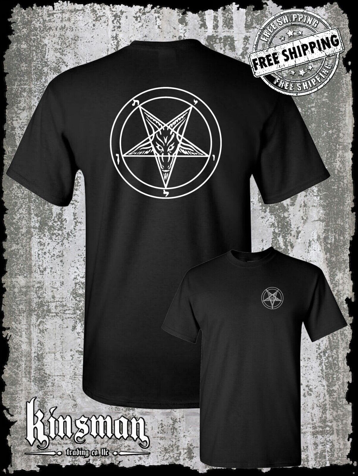 Baphomet Pentagram 2-Sided T-Shirt / Satanic Church Evil Punk Rock Occult 666