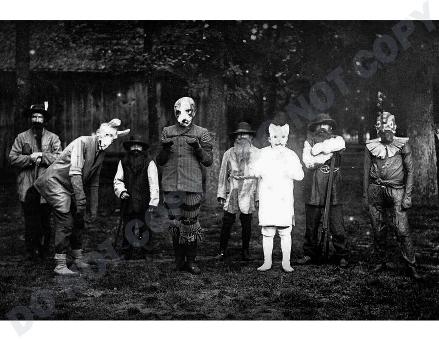 1880 Trick Or Treaters Giclée Art Reprint Photo -Scary Creepy Halloween Costumes
