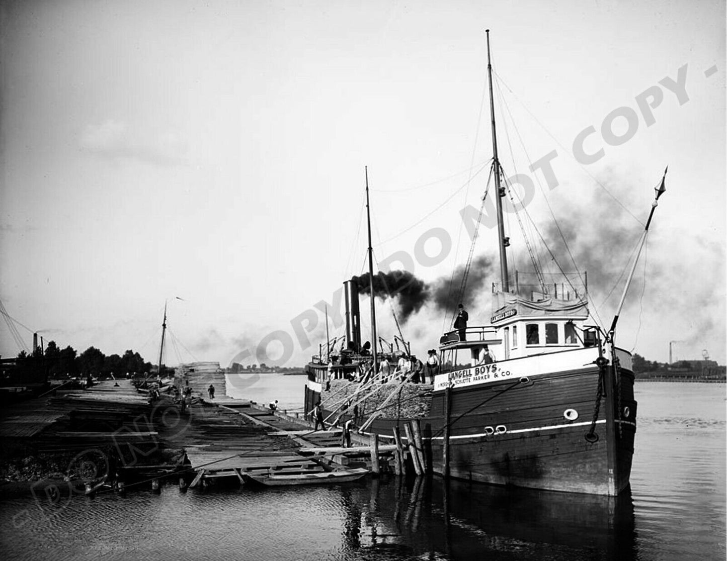 Unloading Lumber - Saginaw, MI 1900 Retro Vintage Photo Reprint