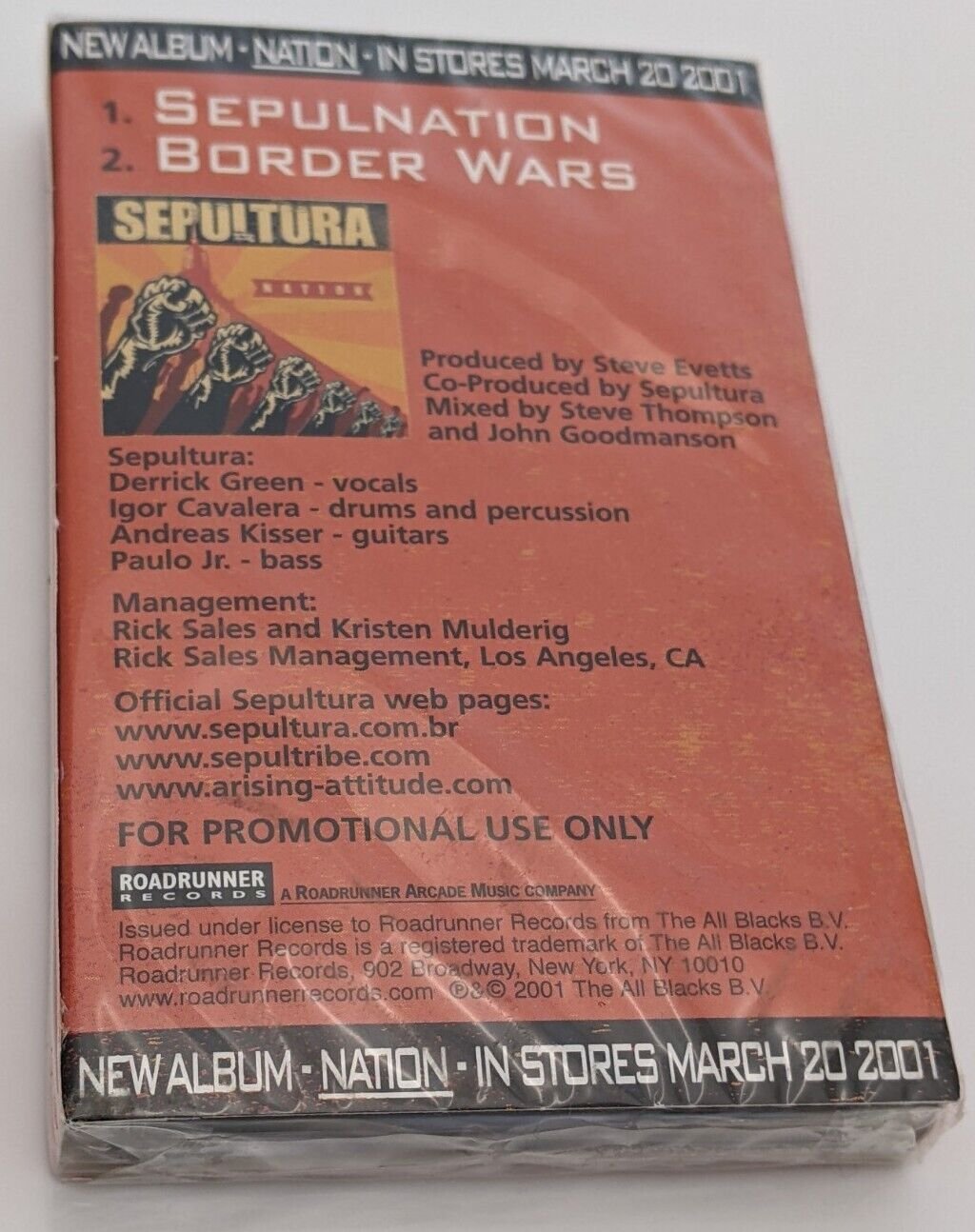 Sepultura - "Nation" Promo Cassette Single Sampler Roadrunner Sealed New