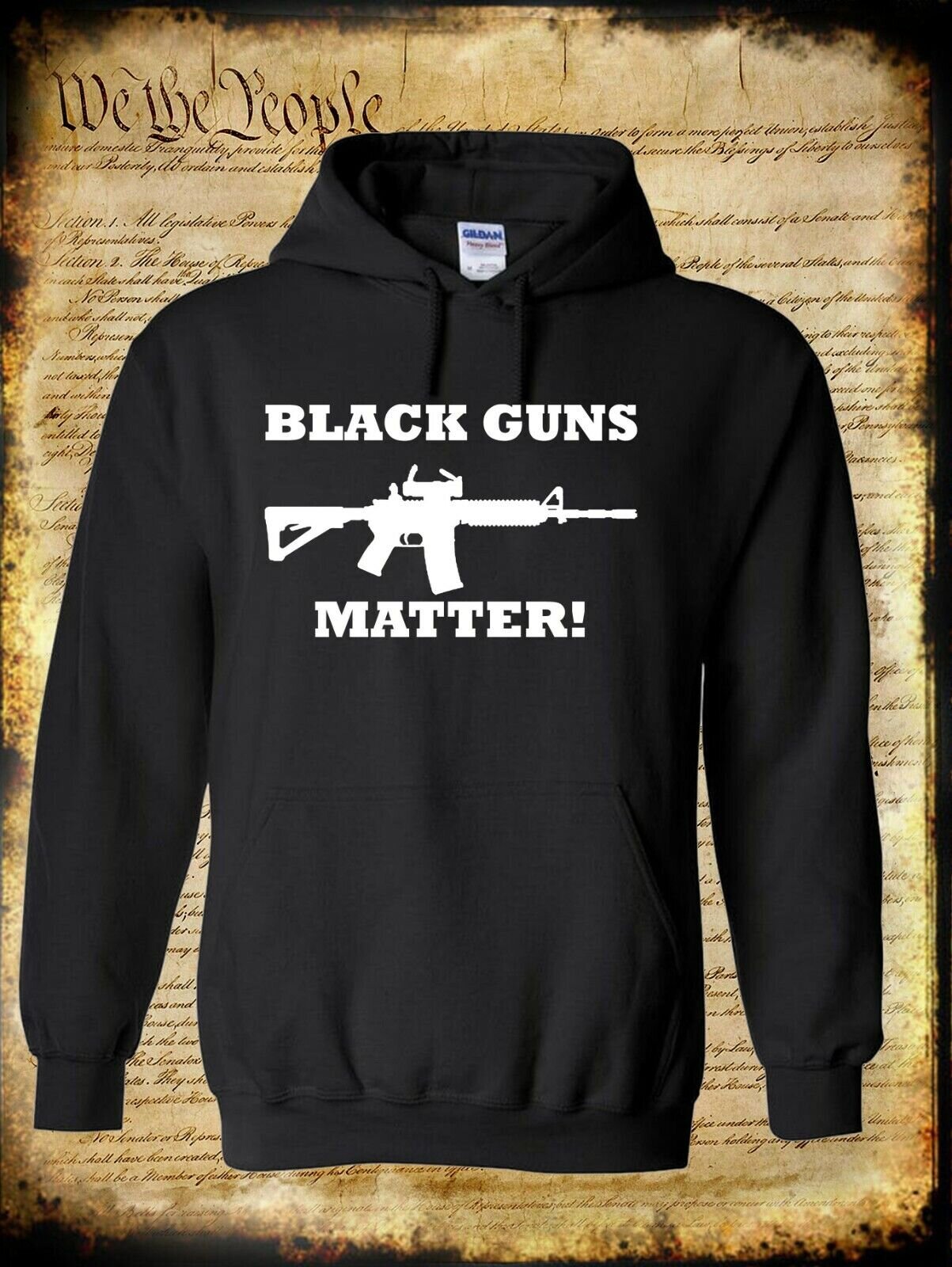 Black Guns Matter AR-15 Hoodie - USA Pro 2nd Amendment 2A Gun Rights Sweatshirt