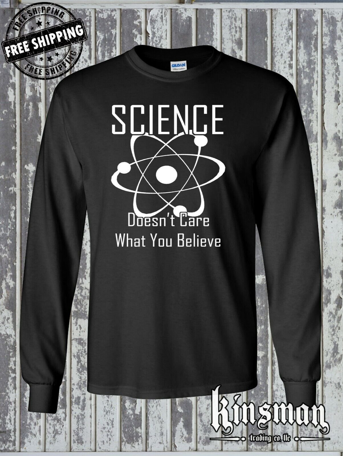 Science Doesn't Care What You Believe Long Sleeve T-Shirt - Atom Geek Nerd