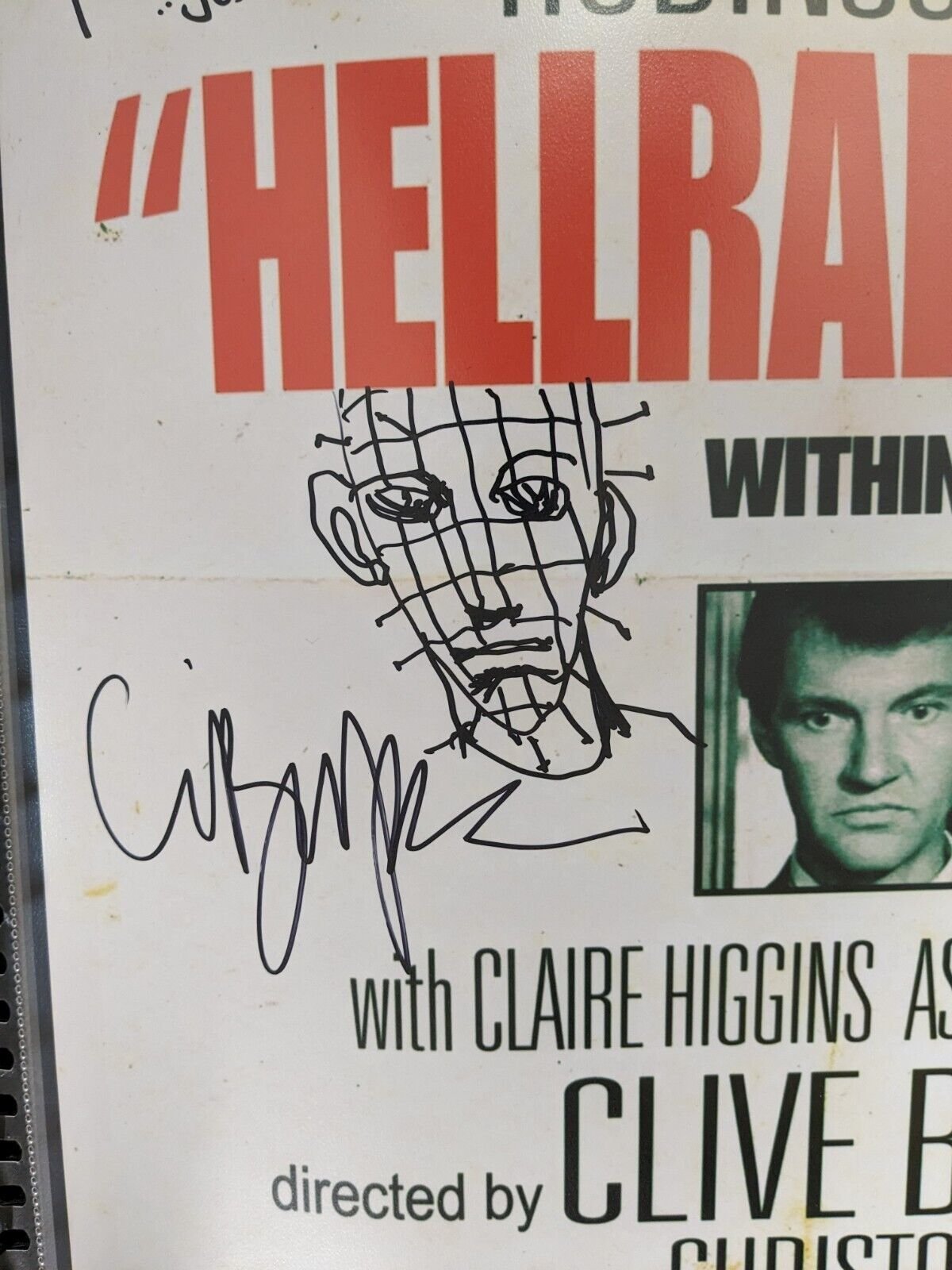 Hellraiser 27x40 Movie Poster Signed by Cast & Clive Barker w/ Pinhead Sketch
