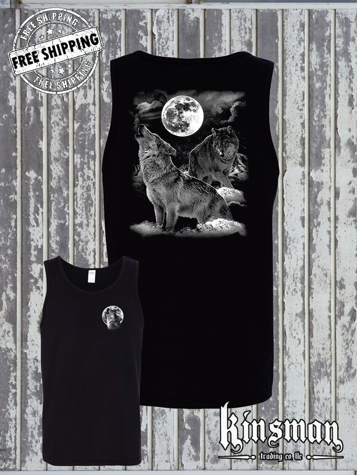 Night Wolves Howling at Moon Tank Top T-Shirt / Native American Pride Indian