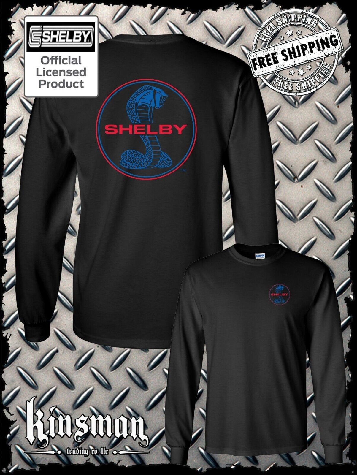 Shelby Cobra Round Logo 2 Sided Long Sleeve T-Shirt Official Licensed Product