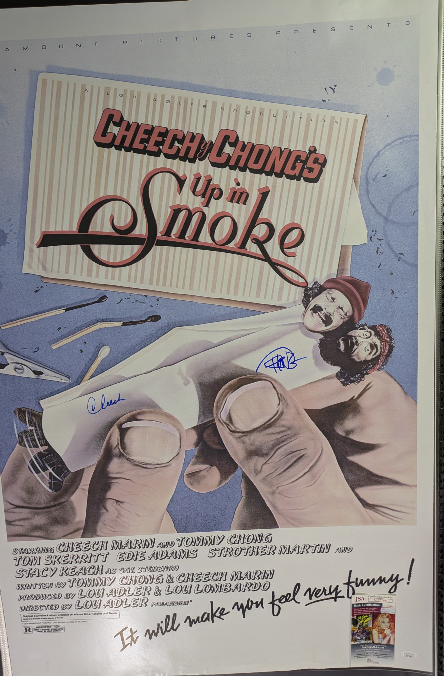 Cheech & Chong Up in Smoke Signed Poster 27x40 JSA COA