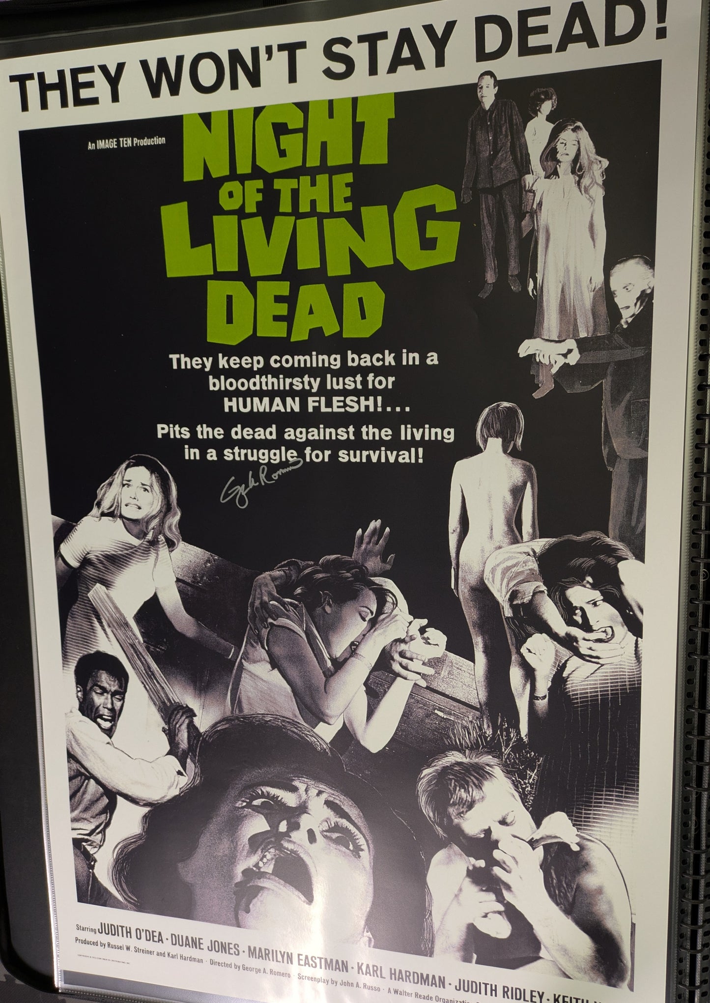 George A Romero Signed / Autographed Night Of The Living Dead 27x40 Poster COA