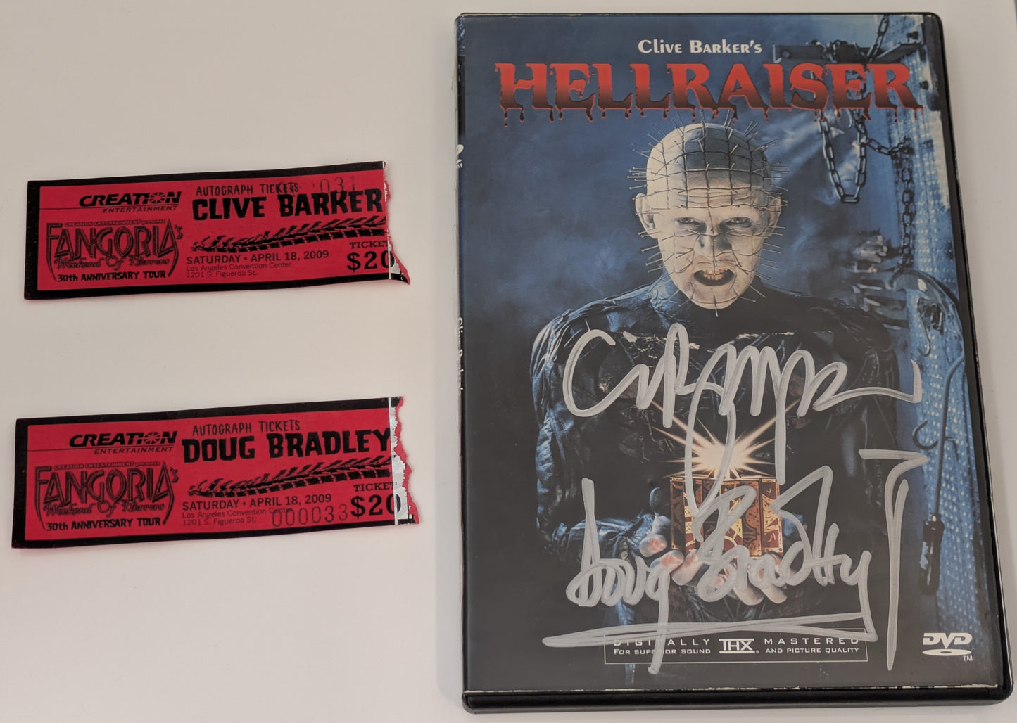 Clive Barker & Doug Bradley Signed / Autographed Hellraiser DVD Horror