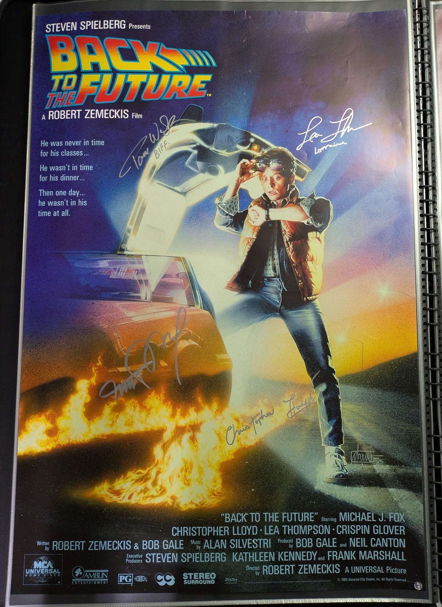 Back To The Future 27x40 Movie Poster Signed x4 Michael J Fox Christopher Lloyd