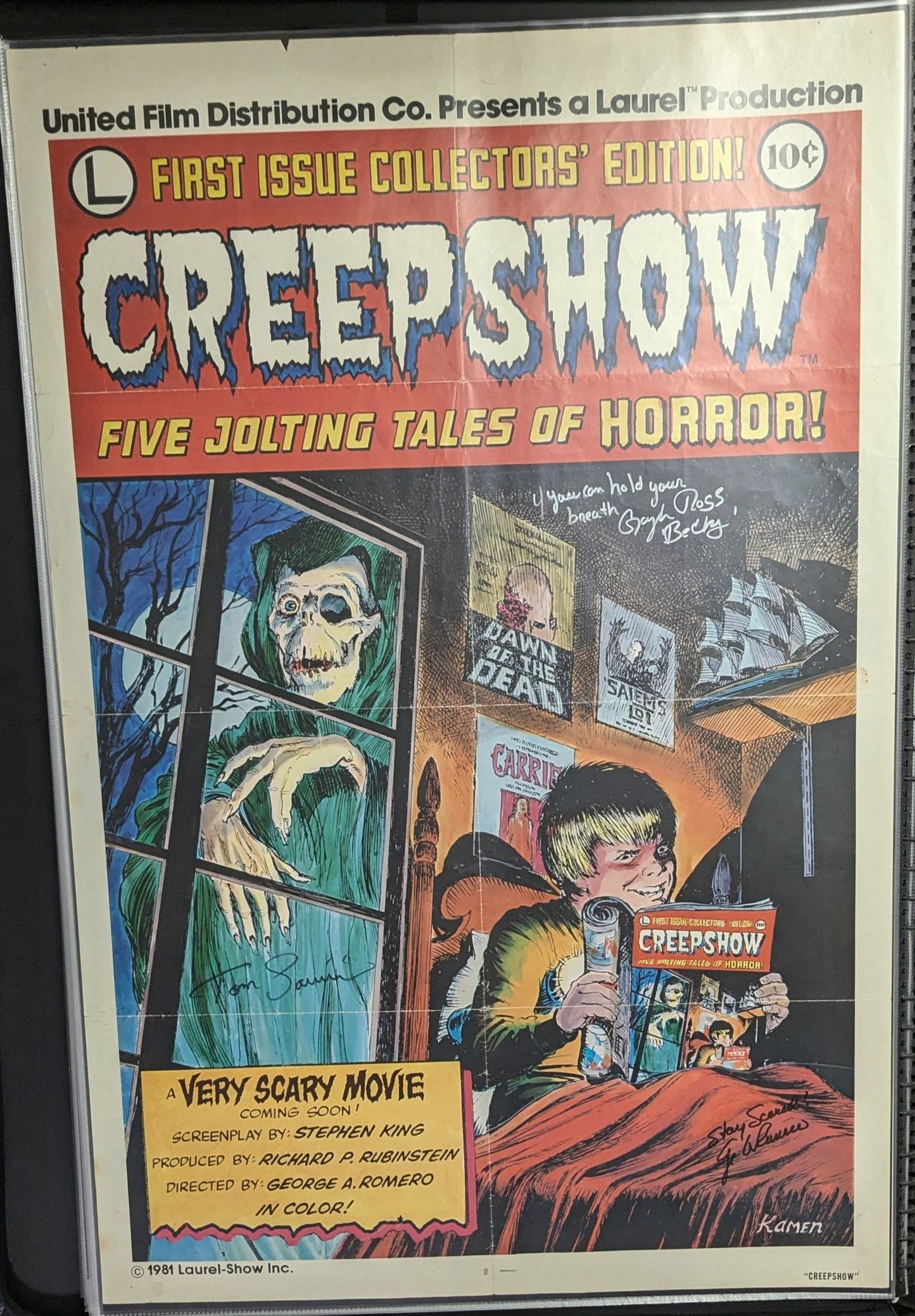 Original Creepshow 1981 One Sheet 27x41 Movie Poster Signed X3 George A Romero