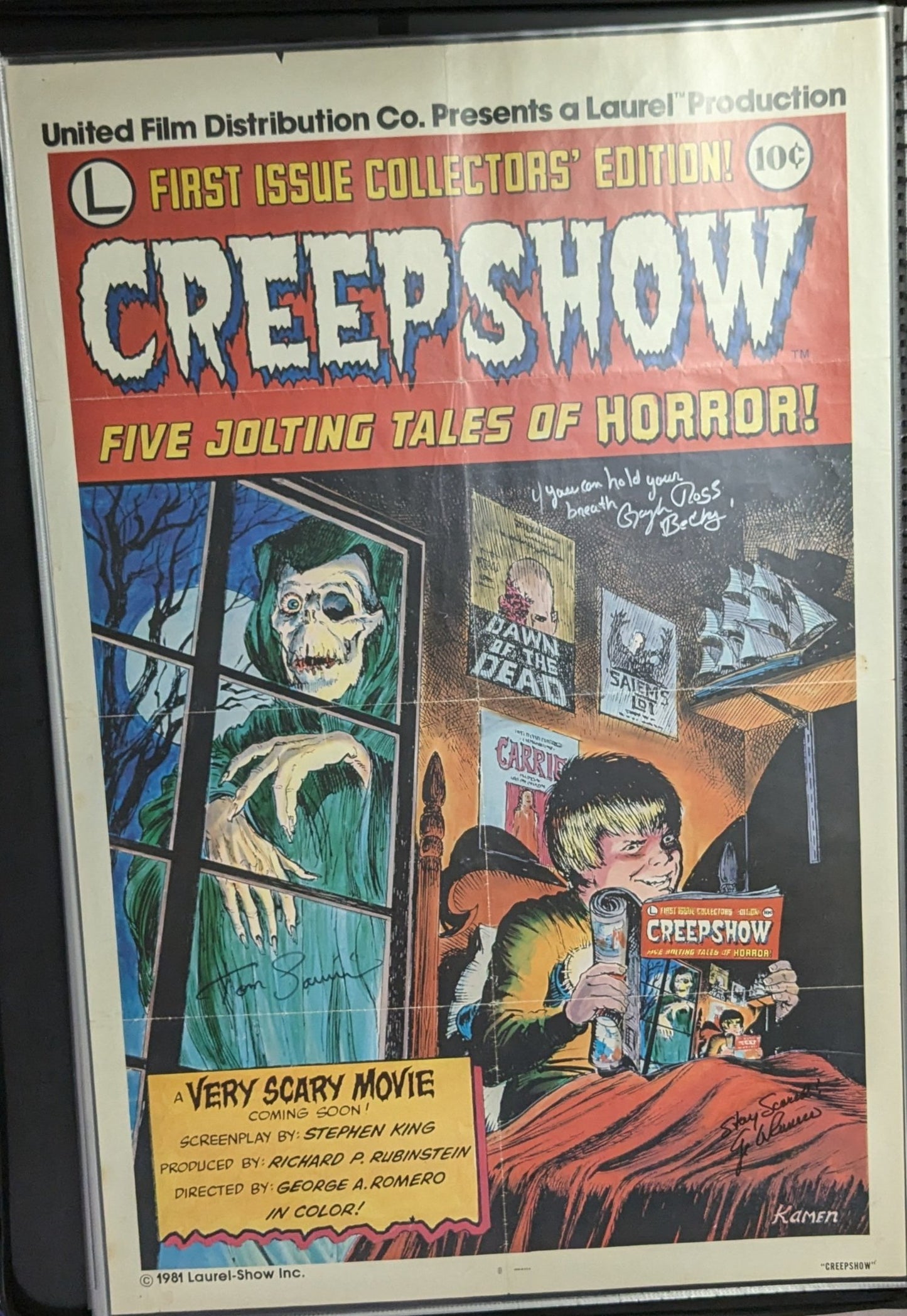 Original Creepshow 1981 One Sheet 27x41 Movie Poster Signed X3 George A Romero
