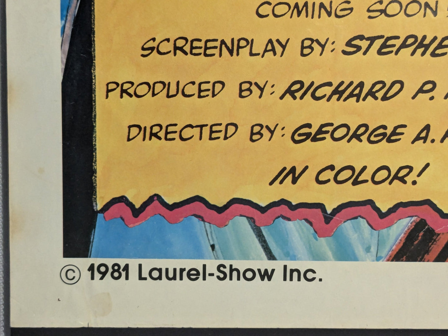 Original Creepshow 1981 One Sheet 27x41 Movie Poster Signed X3 George A Romero