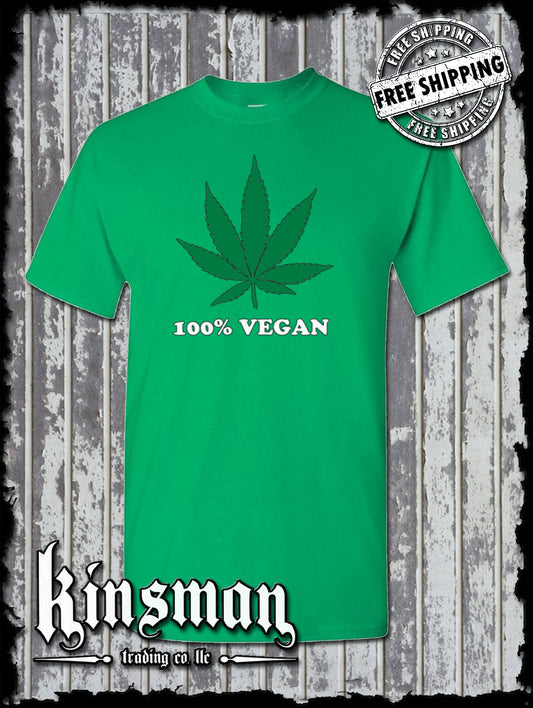 100% Vegan Marijuana Pot Leaf T-Shirt Weed Cannabis 420 Tee