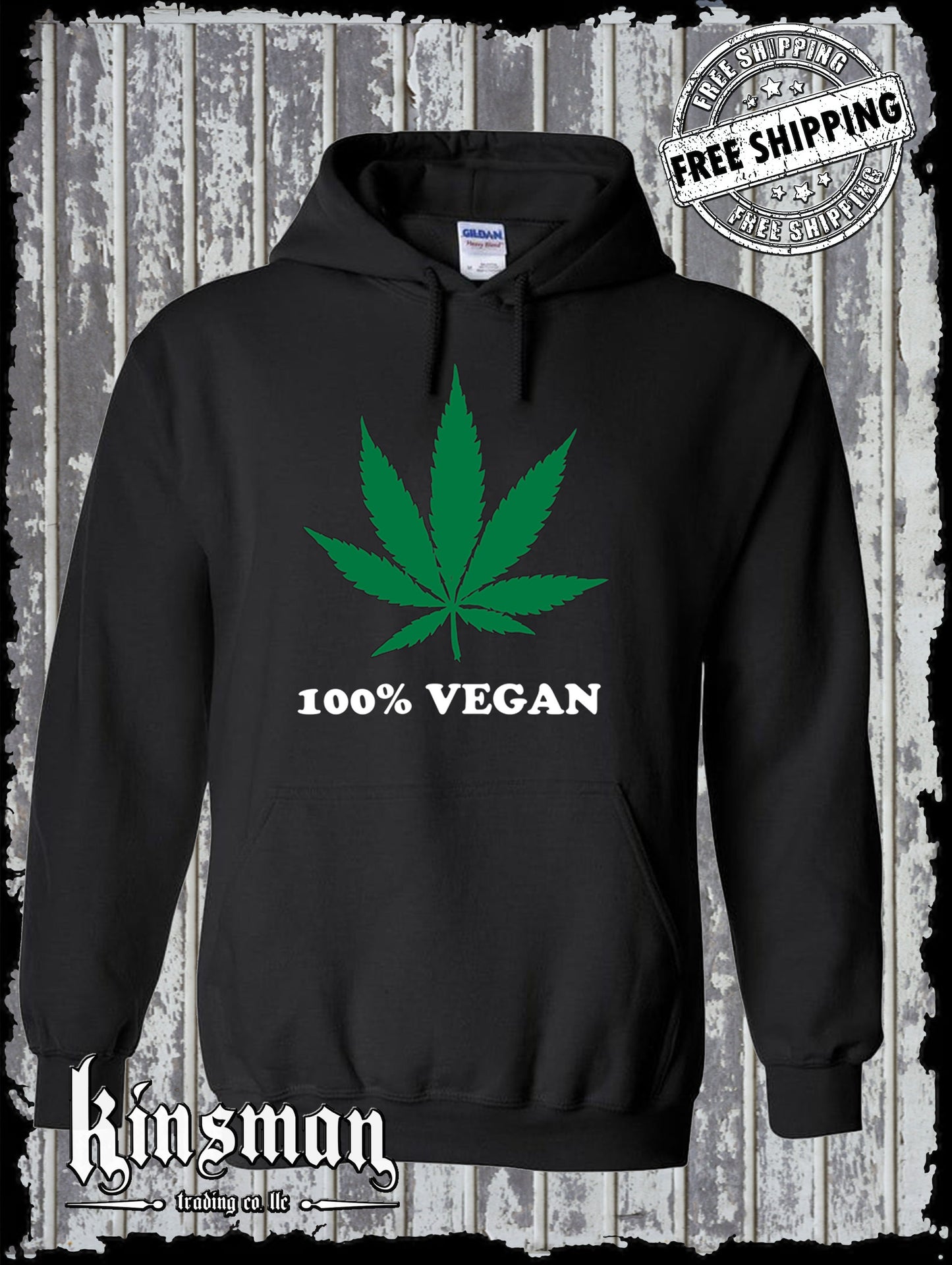 100% Vegan Marijuana Pot Leaf Hoodie / Sweatshirt Weed Cannabis 420