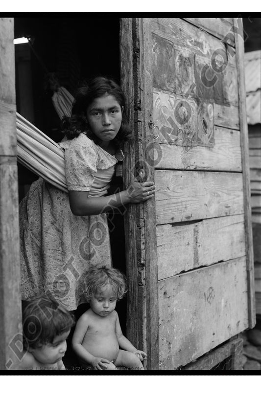 Utuado, Puerto Rico Woman with Children in the Slum Area 1940's - Vintage Reproduction Photograph