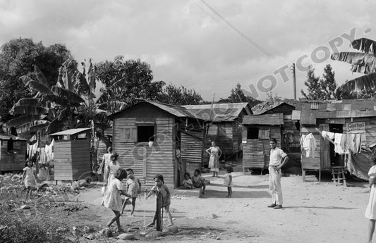 Utuado, Puerto Rico Children in the Slum Area 1940's - Vintage Reproduction Photograph