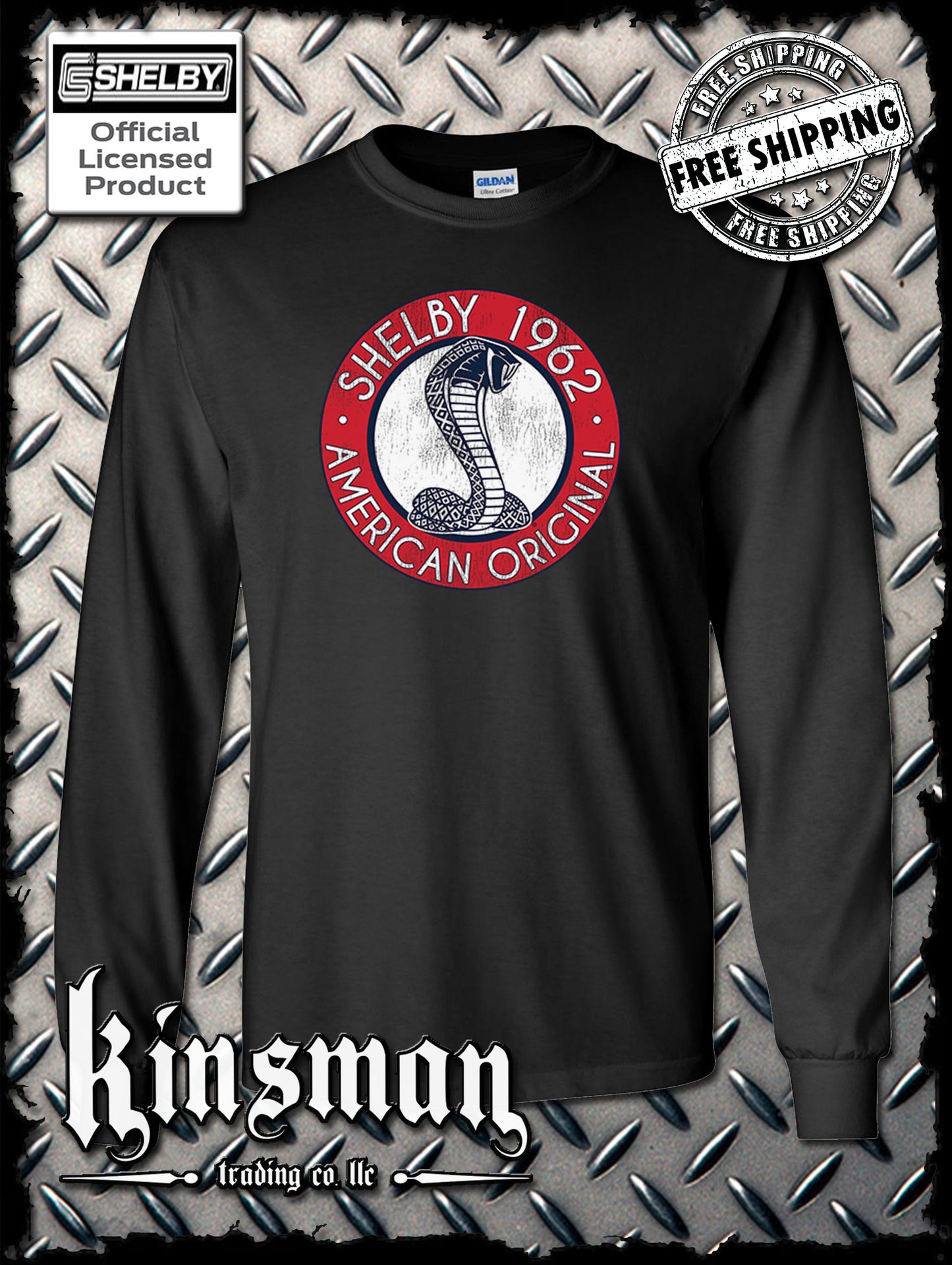 Carroll Shelby 1962 Circle Cobra Logo Long Sleeve T-Shirt