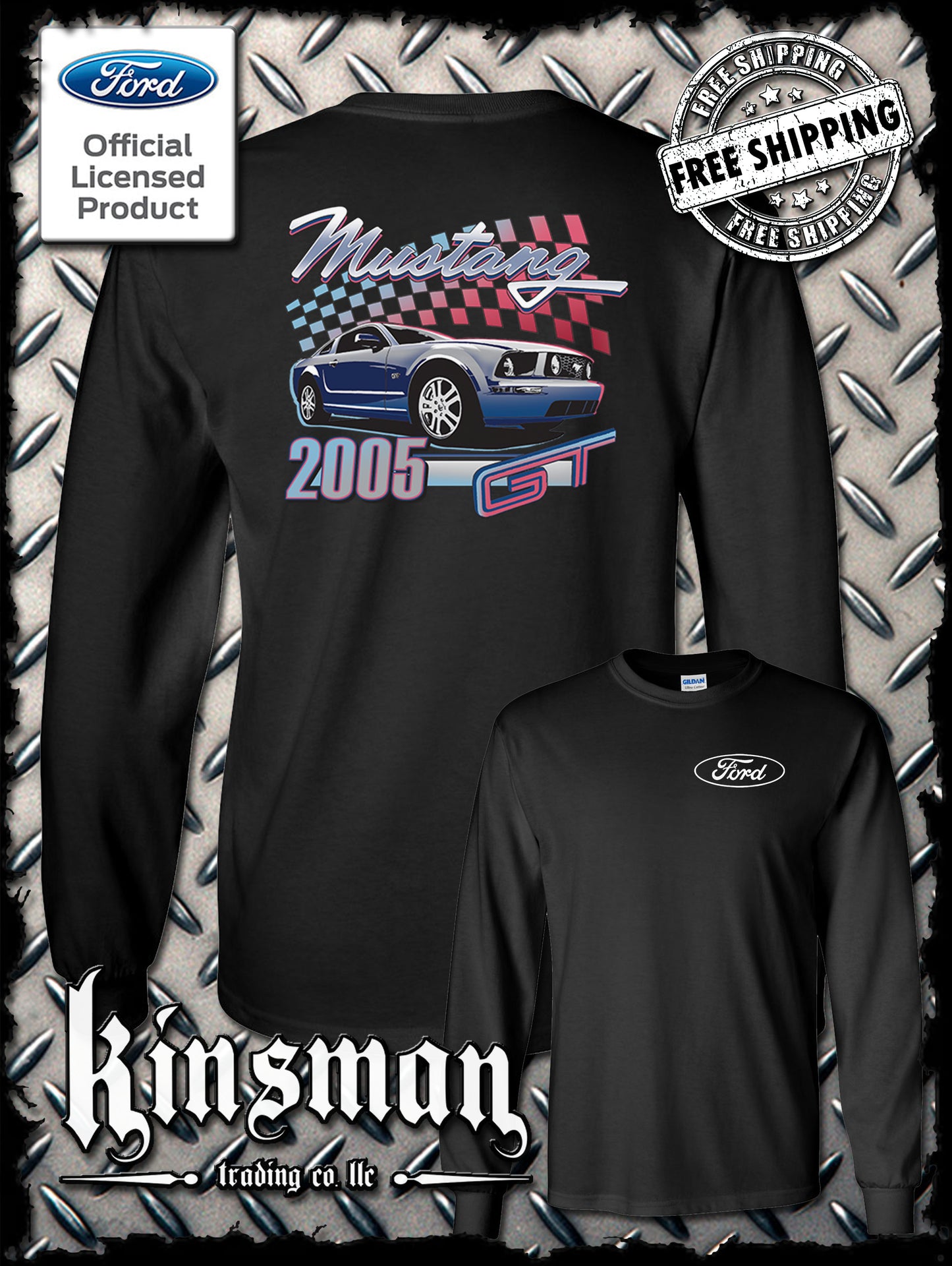 2005 Ford Mustang GT 2-Sided Long Sleeve T-Shirt / Carrol Shelby Cobra