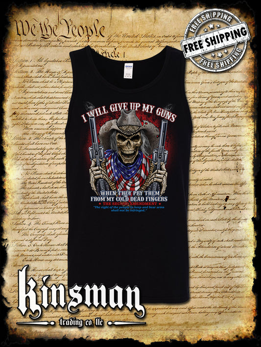 2nd Amendment Cowboy Skull Tank Top T-Shirt / American Flag Bandana