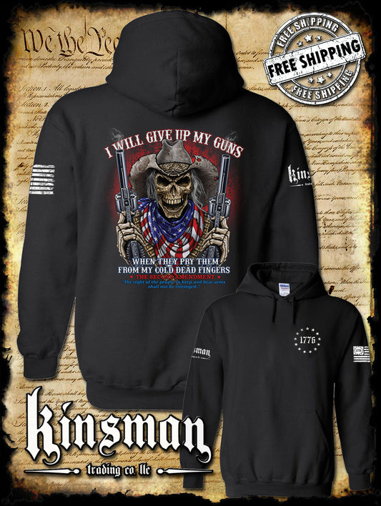 2nd Amendment Cowboy Skull 2-Sided Hoodie / Sweatshirt American Flag Bandana