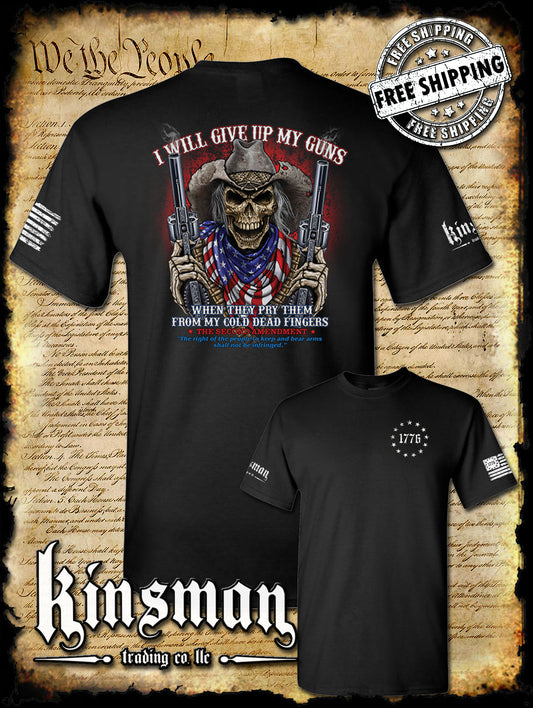 2nd Amendment Cowboy Skull 2-Sided T-Shirt / American Flag Bandana