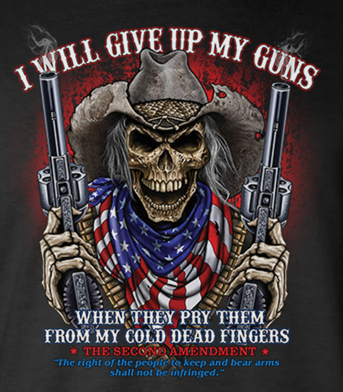 2nd Amendment Cowboy Skull T-Shirt / American Flag Bandana