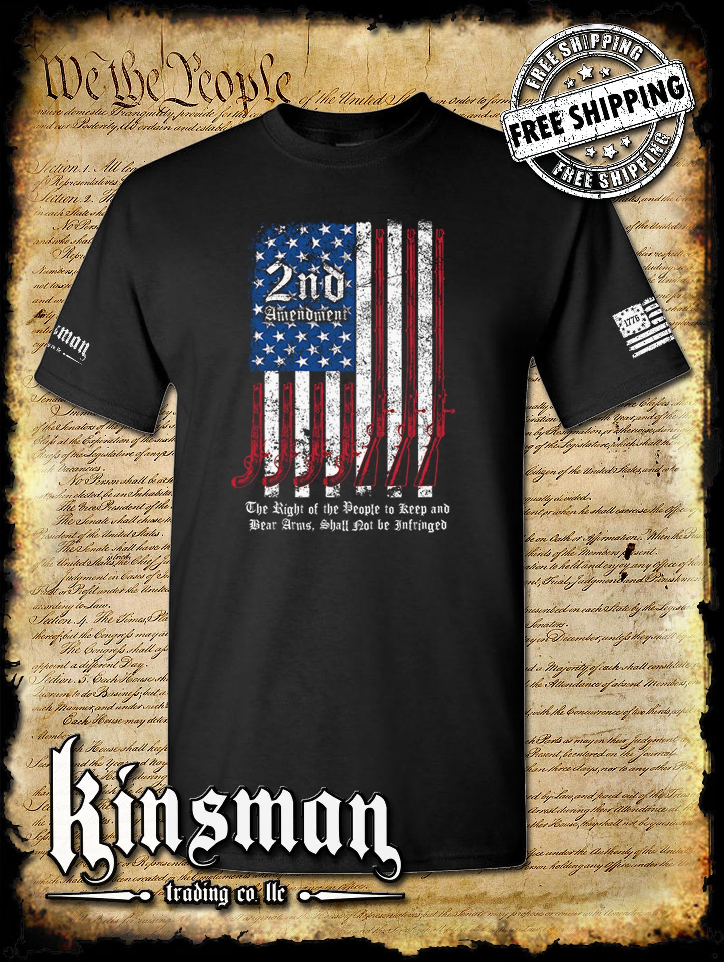 2nd Amendment Script T-Shirt - Keep & Bear Firearms Not Infringed