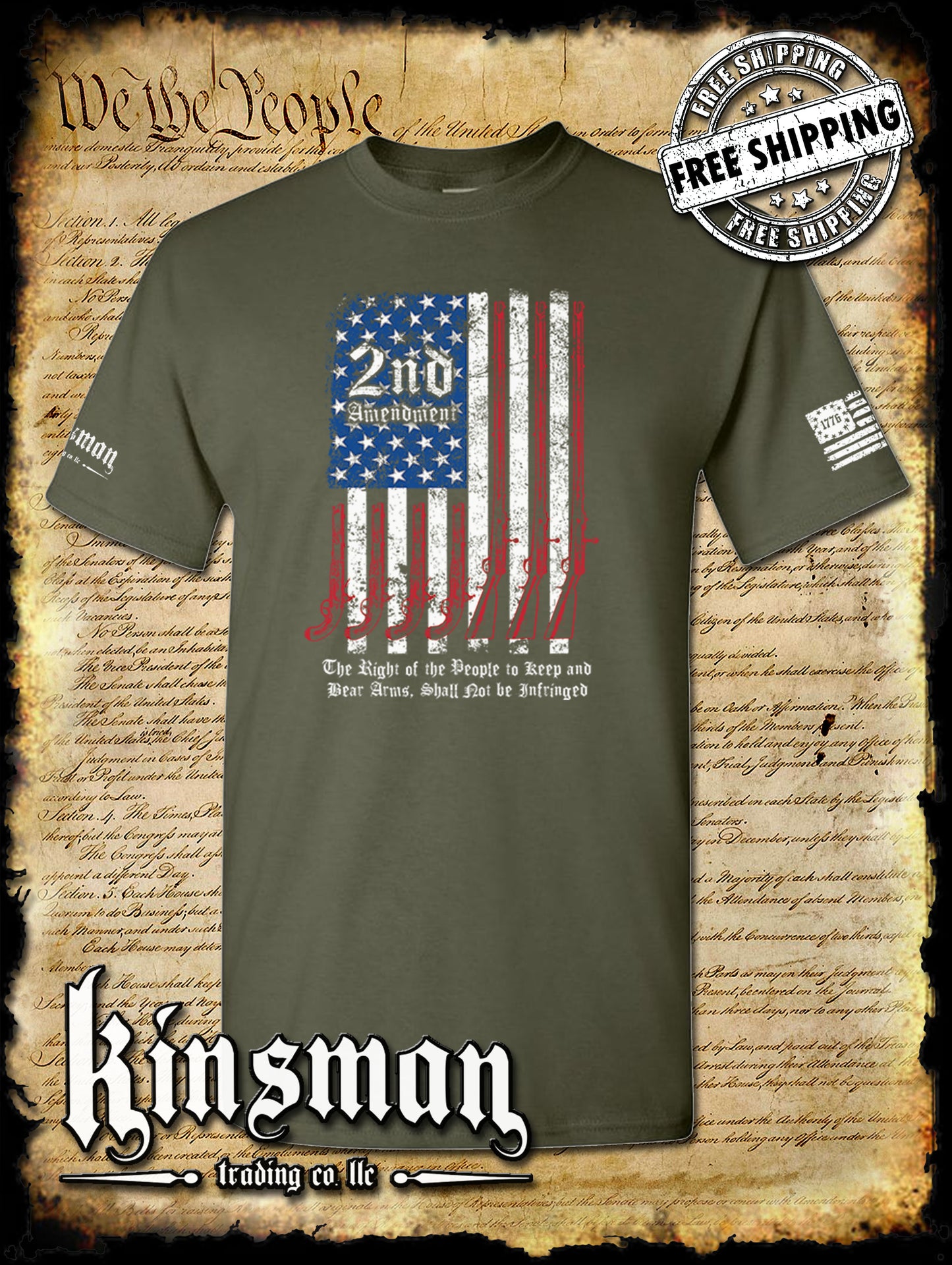 2nd Amendment Script T-Shirt - Keep & Bear Firearms Not Infringed