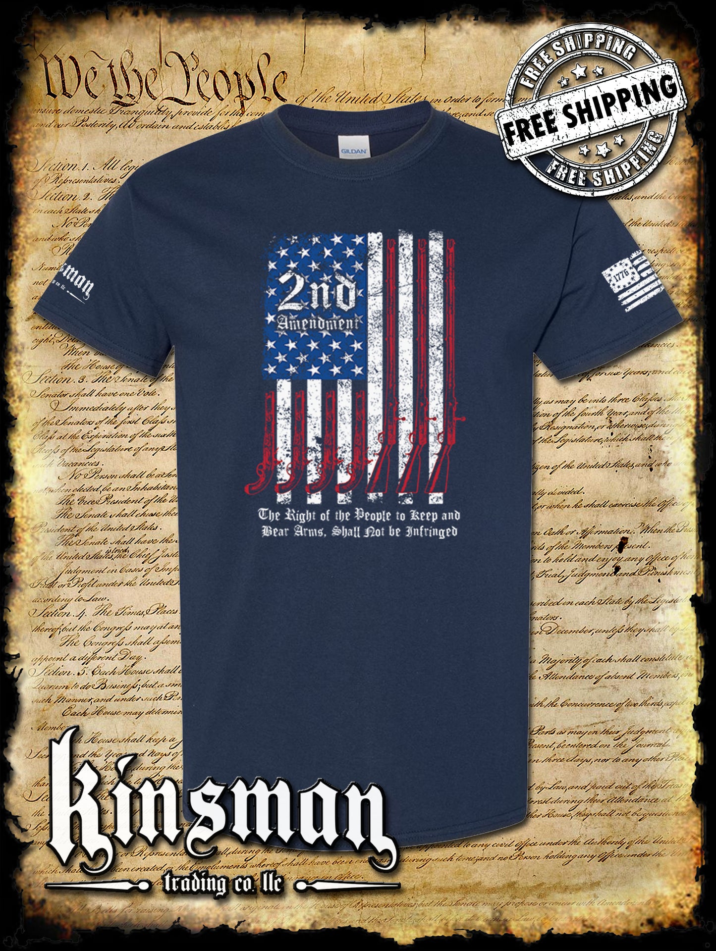 2nd Amendment Script T-Shirt - Keep & Bear Firearms Not Infringed