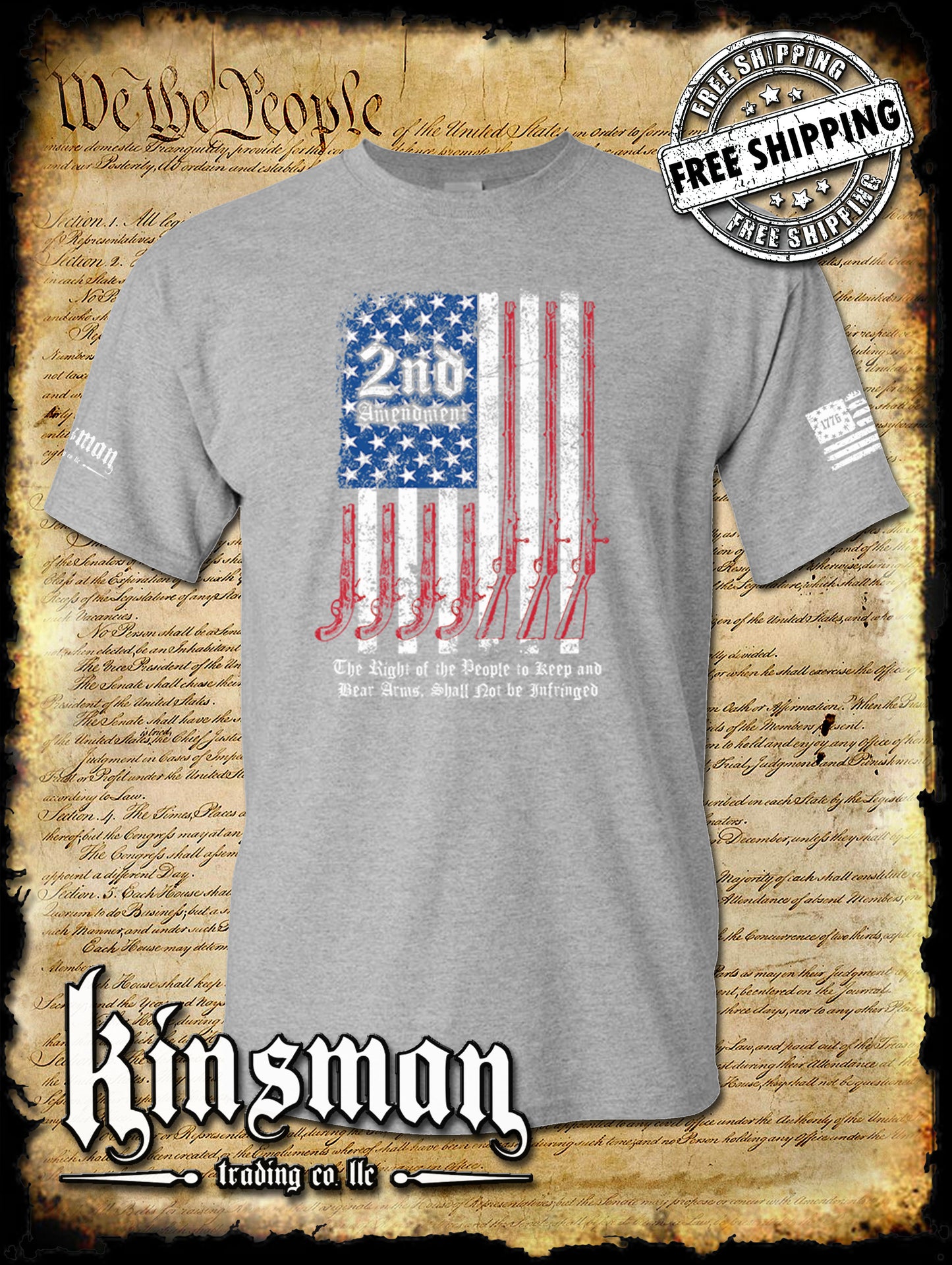 2nd Amendment Script T-Shirt - Keep & Bear Firearms Not Infringed