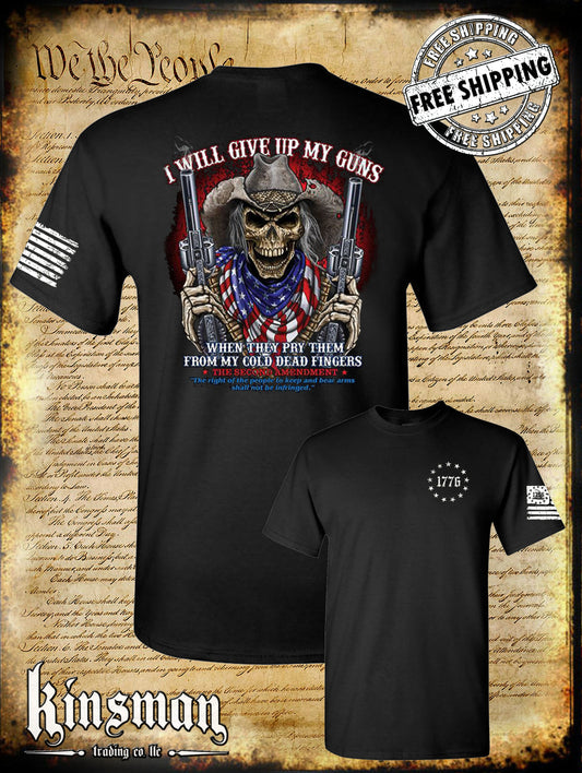 2nd Amendment Cowboy Skull 2-Sided T-Shirt / American Flag Bandana