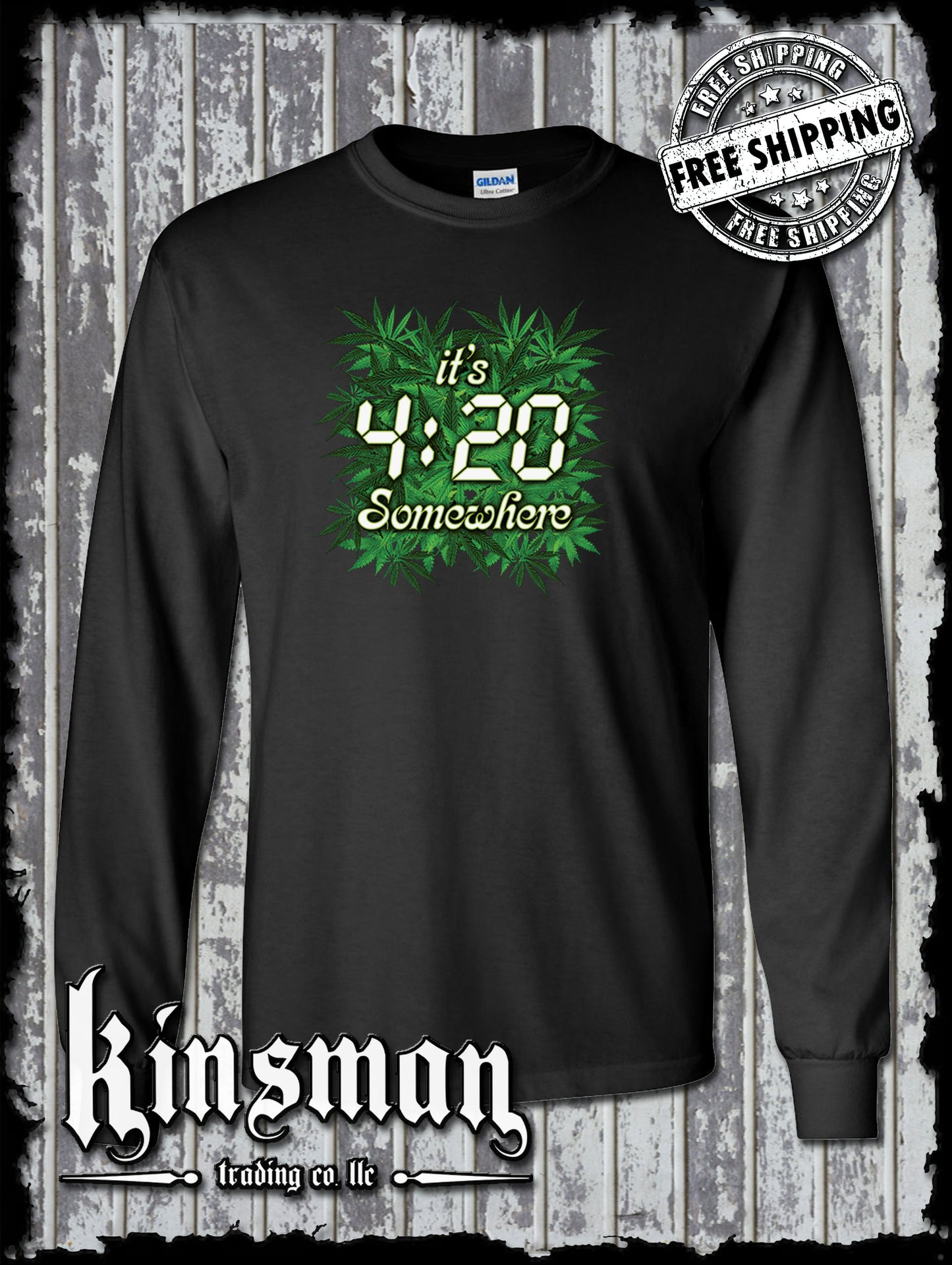 It's 420 Somewhere Weed Pot Leaf Marijuana Cannabis Long Sleeve T-Shirt